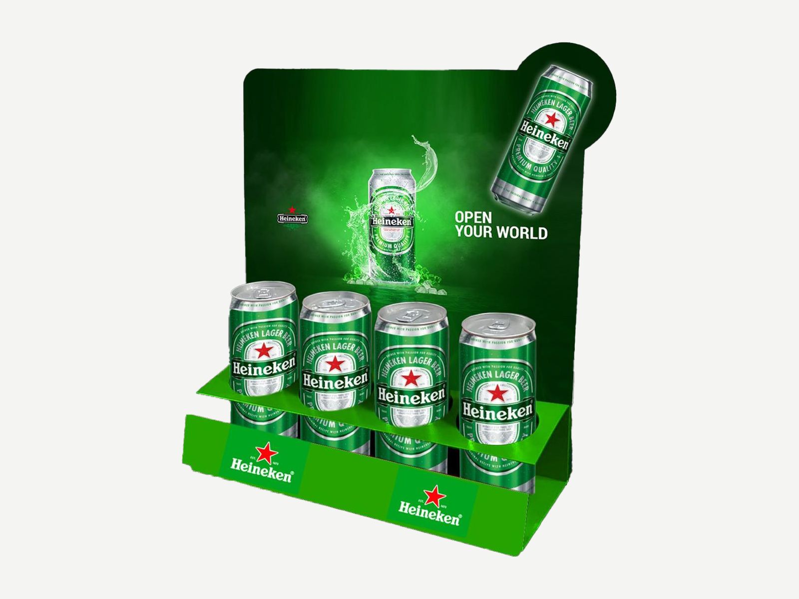 Heineken counter display. Table-top displays.